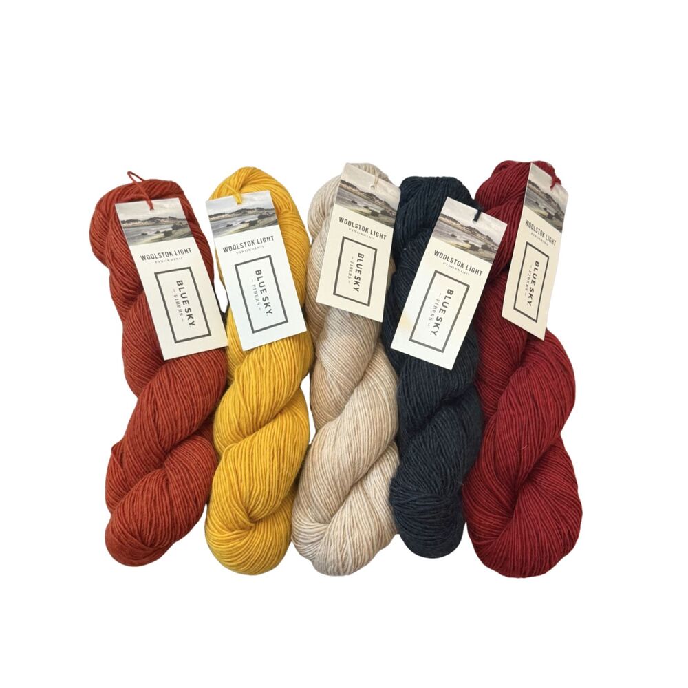 Bluesky Fibers Woolstok Light Wool Fingering Wt Red Rust Gold Drift Sea